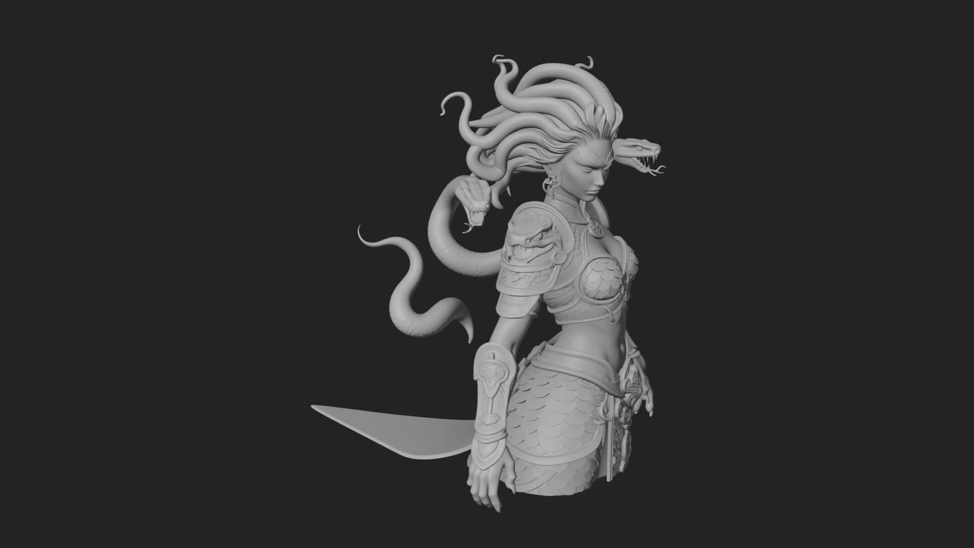 Medusa Snake Hair Statue Design 3 3D Print Model 3D Model