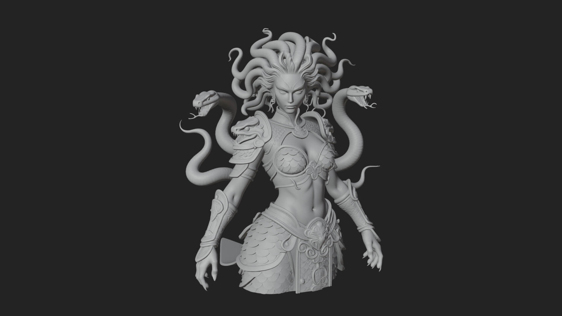 Medusa Snake Hair Statue Design 3 3D Print Model 3D Model