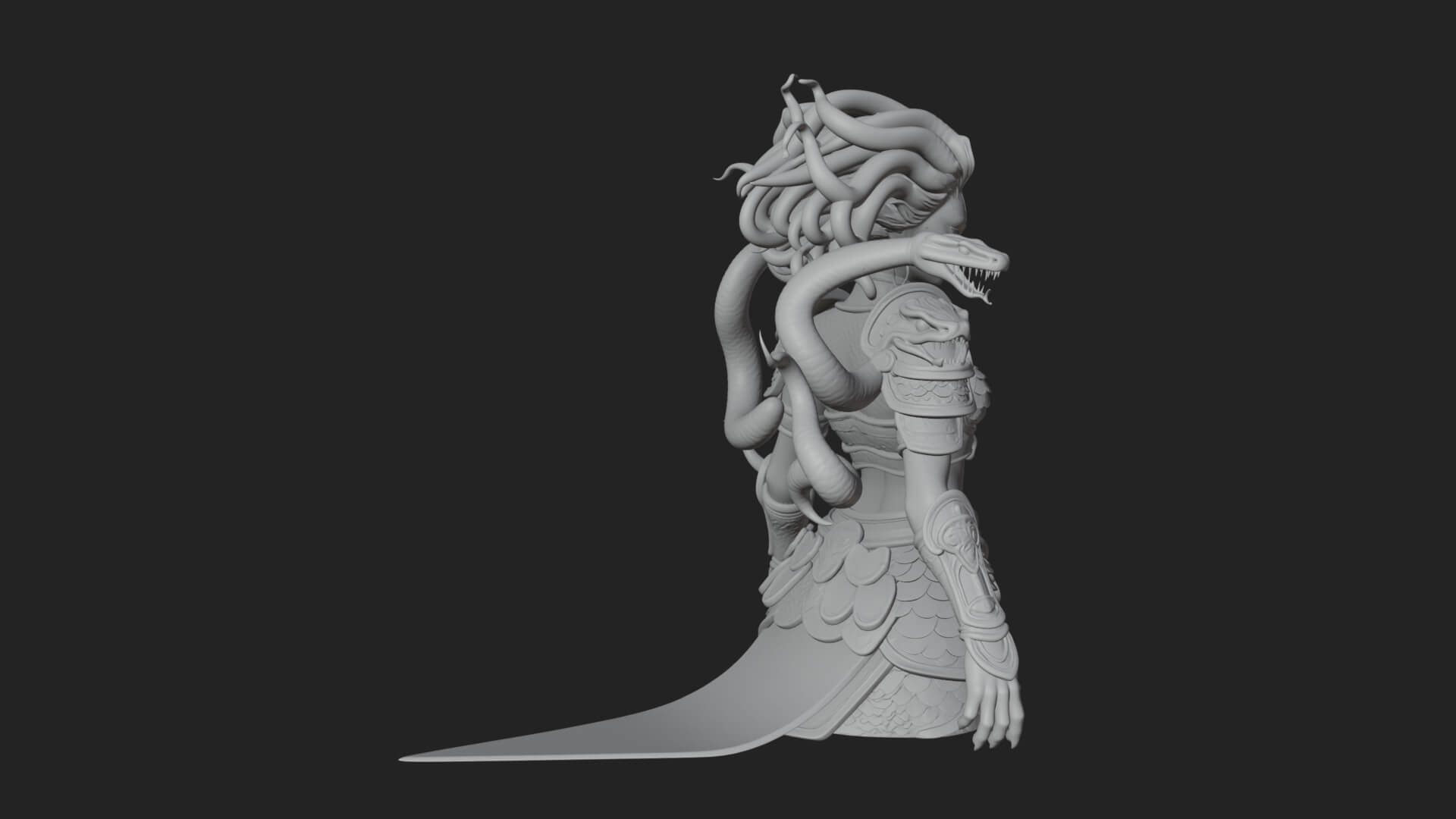 Medusa Snake Hair Statue Design 3 3D Print Model 3D Model