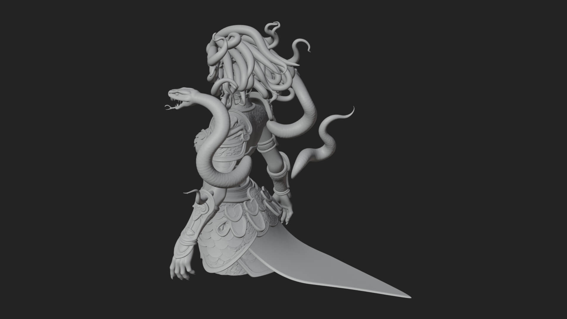 Medusa Snake Hair Statue Design 3 3D Print Model 3D Model