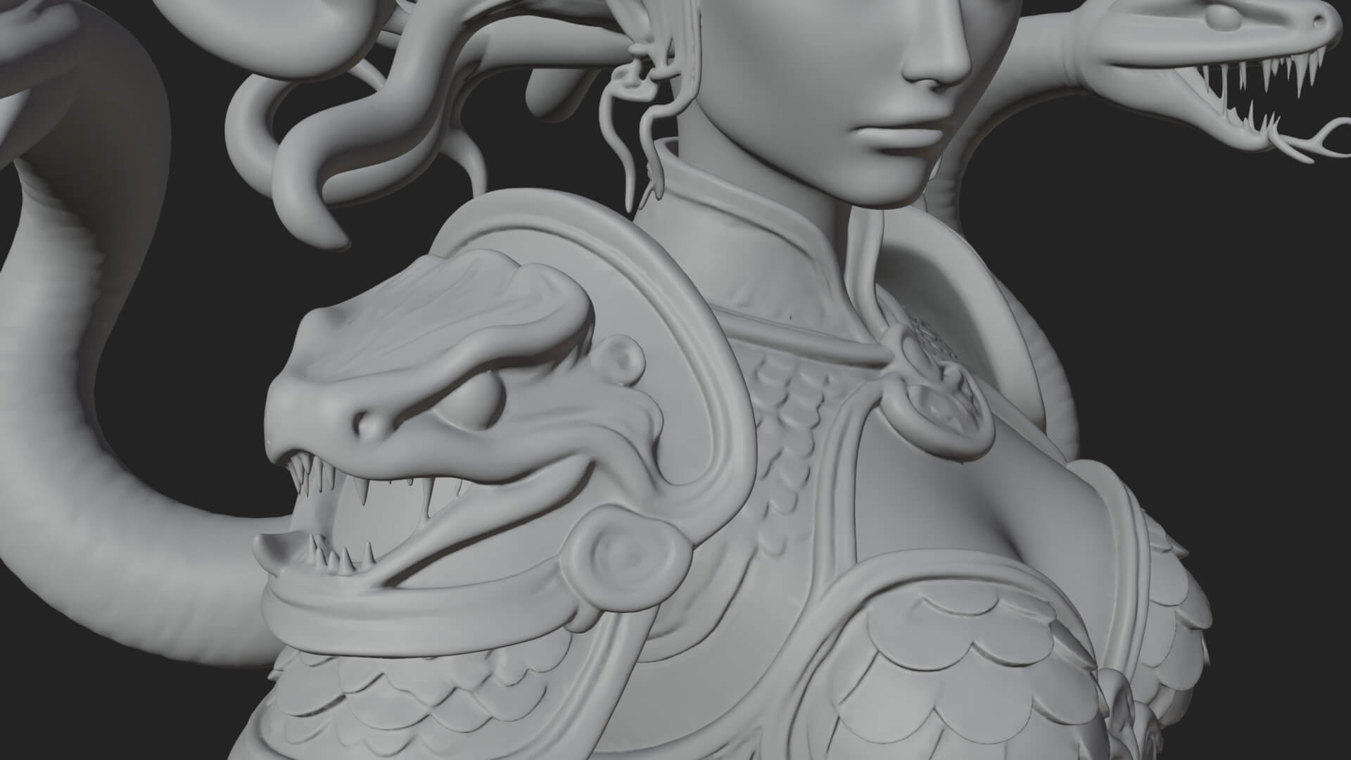 Medusa Snake Hair Statue Design 3 3D Print Model 3D Model