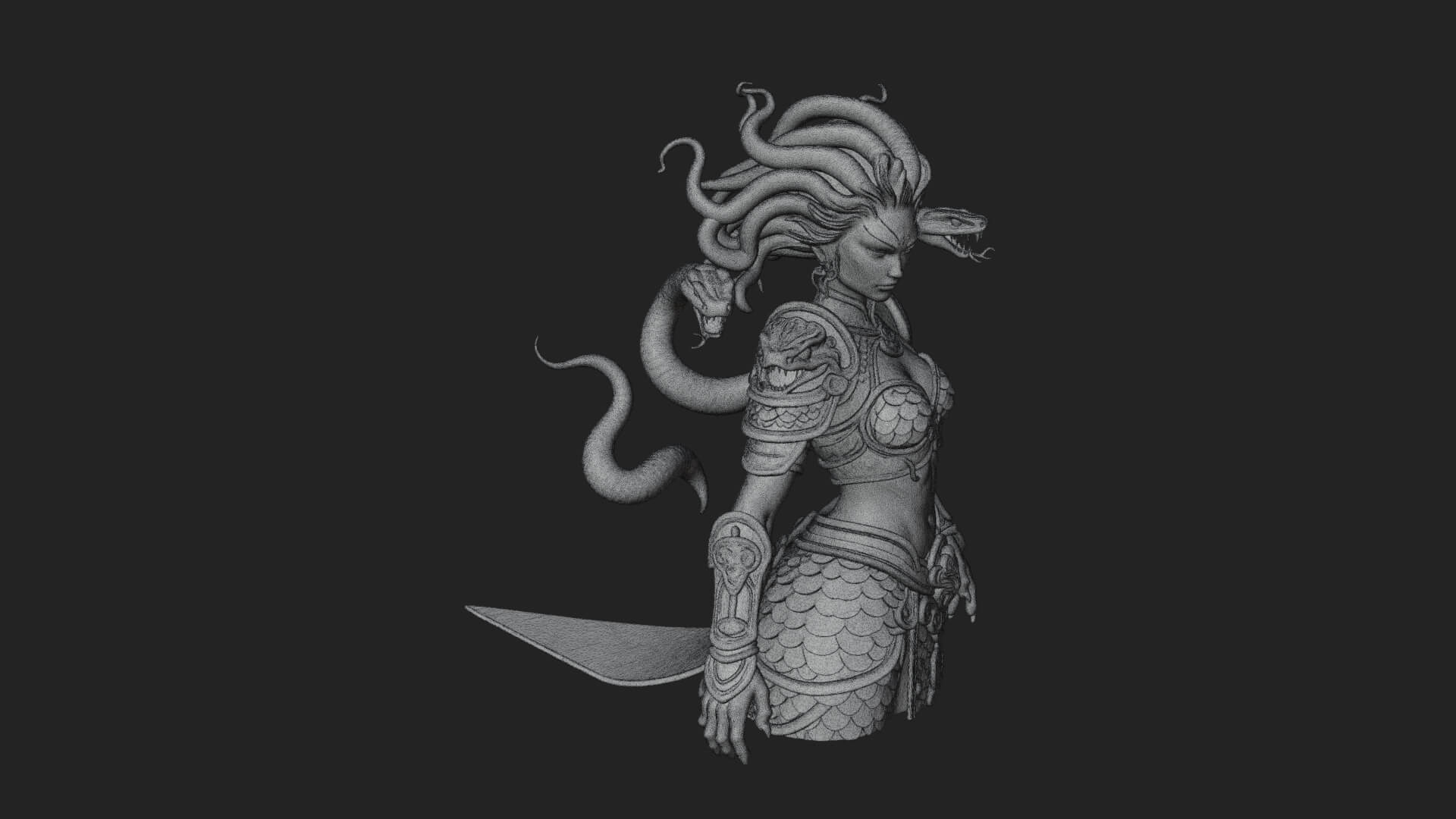 Medusa Snake Hair Statue Design 3 3D Print Model 3D Model