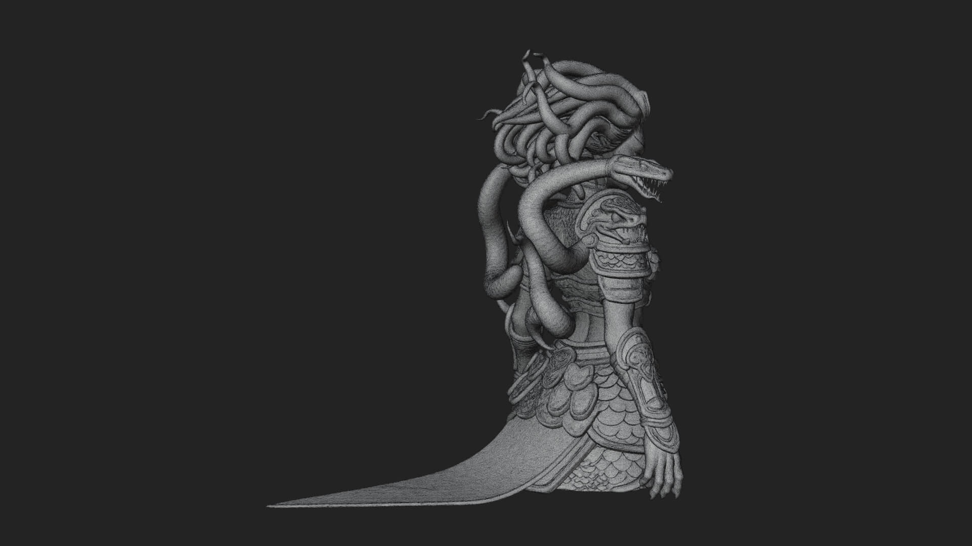 Medusa Snake Hair Statue Design 3 3D Print Model 3D Model