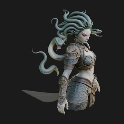 Medusa Snake Hair Statue Design 3 3D Print Model