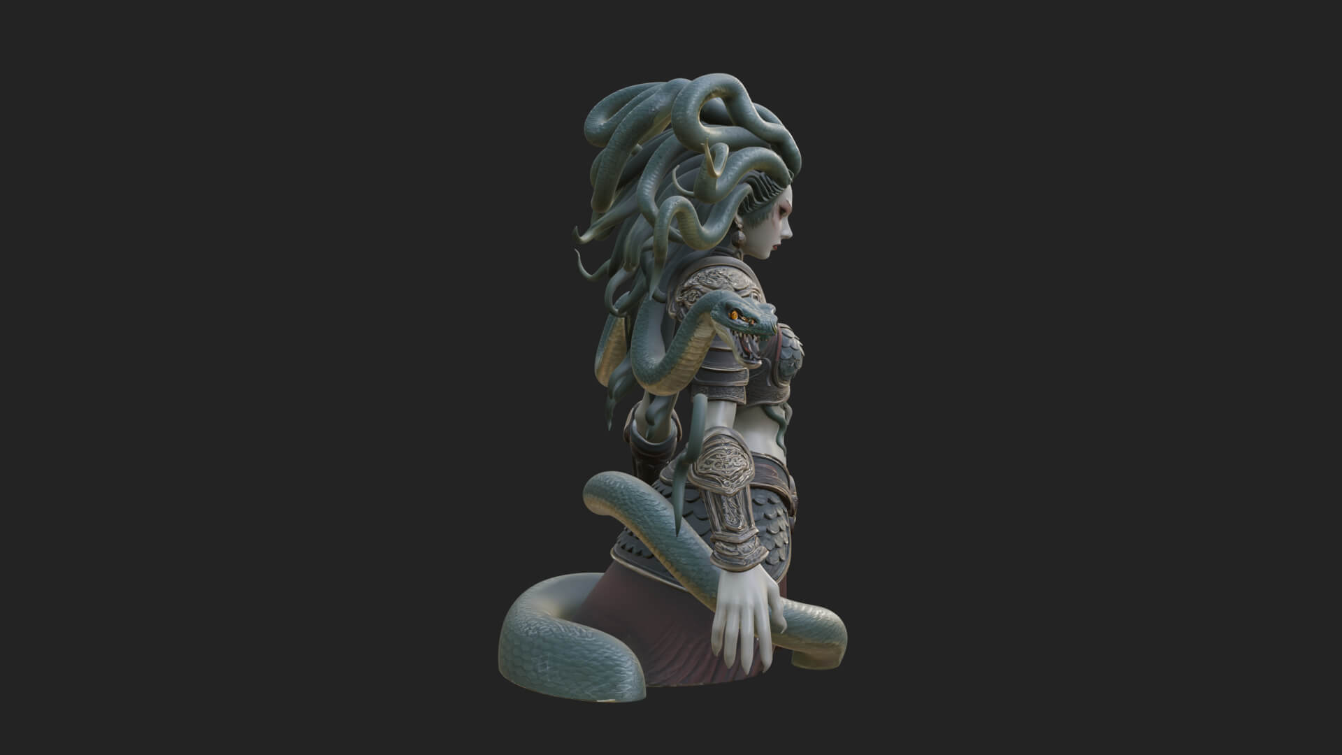 Medusa Snake Hair Statue Design 4 3D Print Model 3D Model