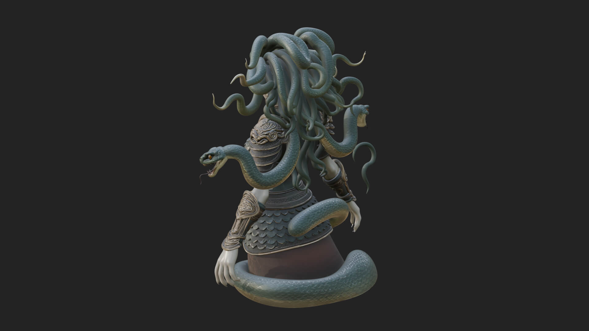 Medusa Snake Hair Statue Design 4 3D Print Model 3D Model