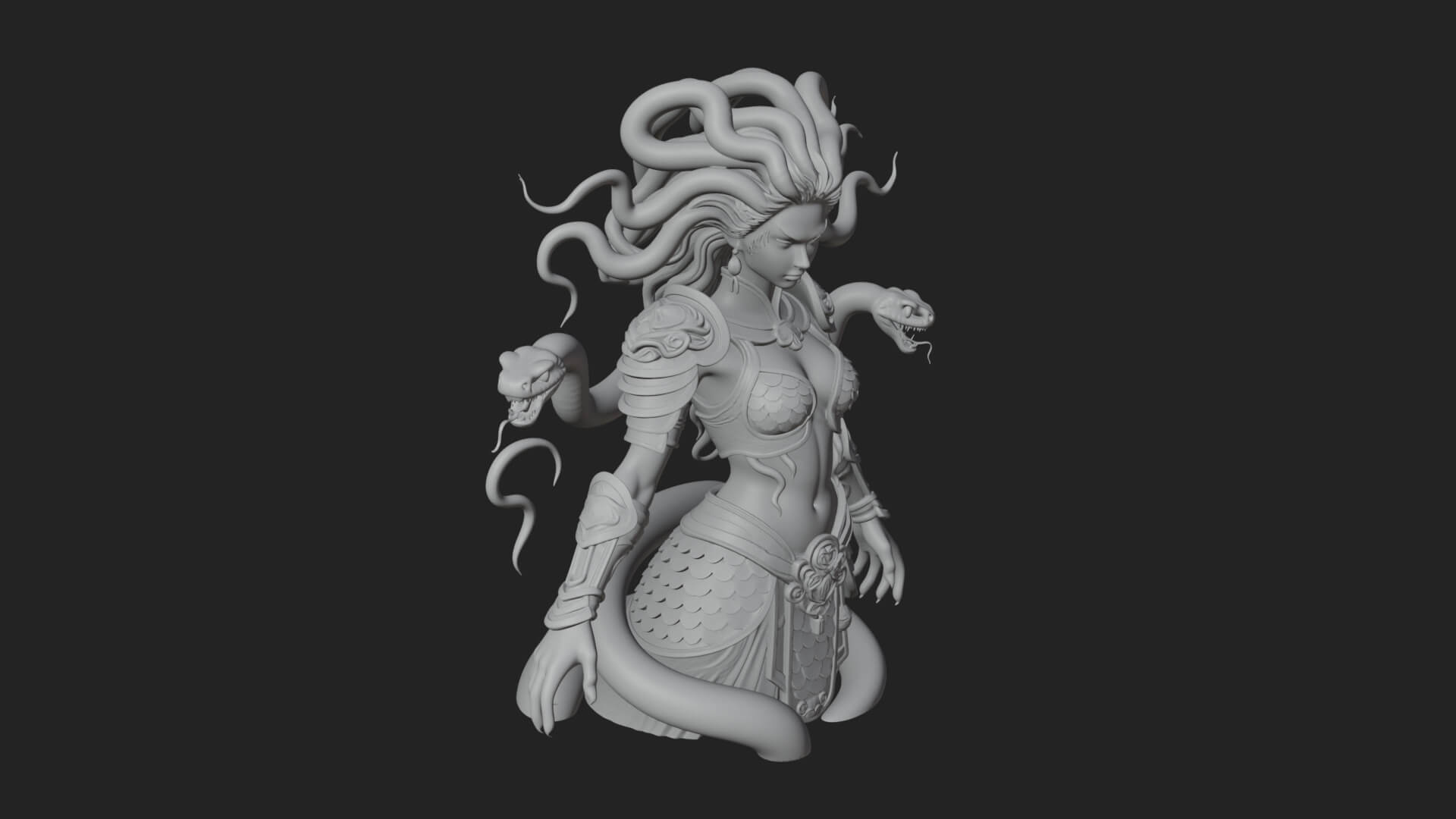 Medusa Snake Hair Statue Design 4 3D Print Model 3D Model