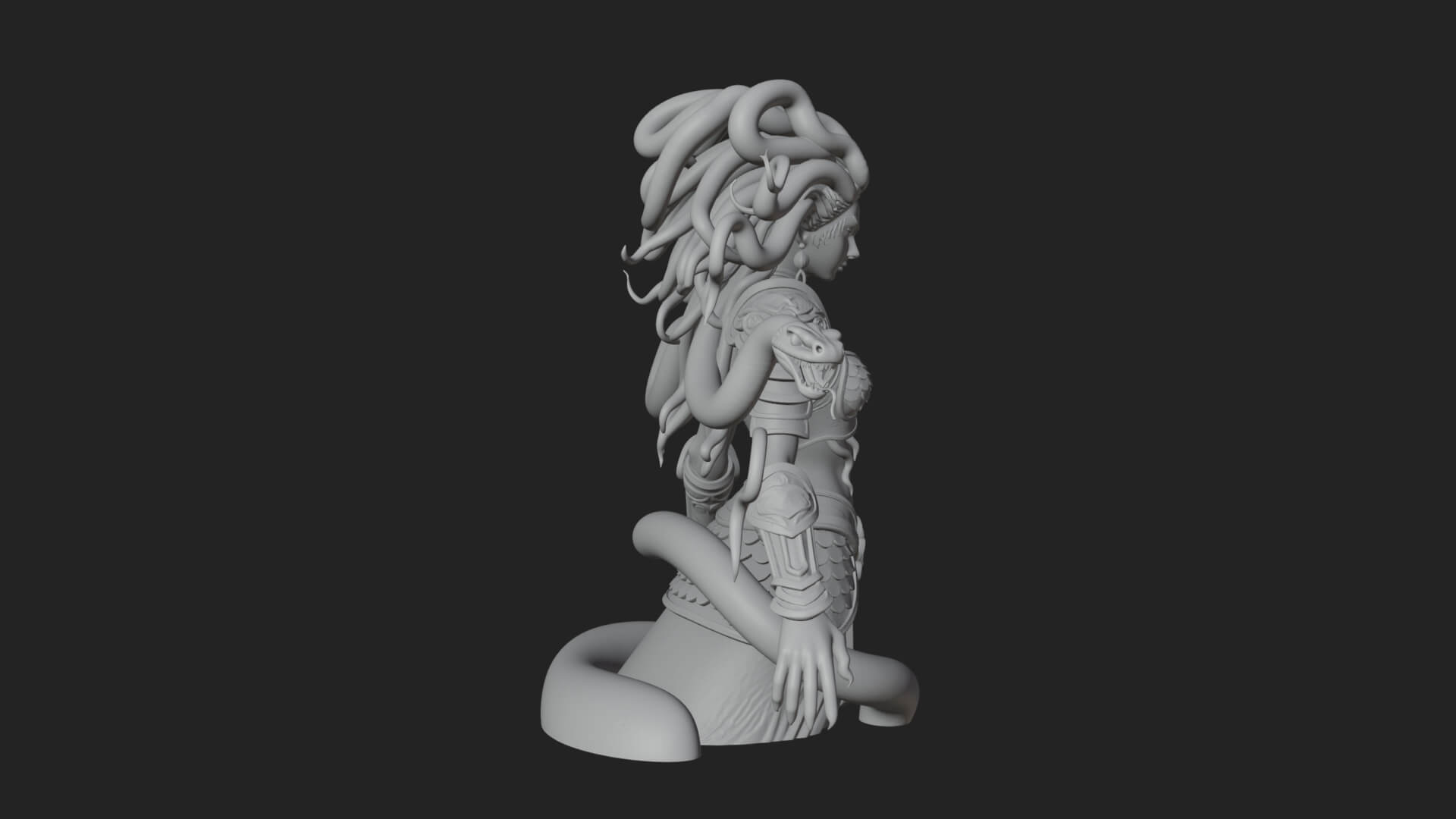 Medusa Snake Hair Statue Design 4 3D Print Model 3D Model