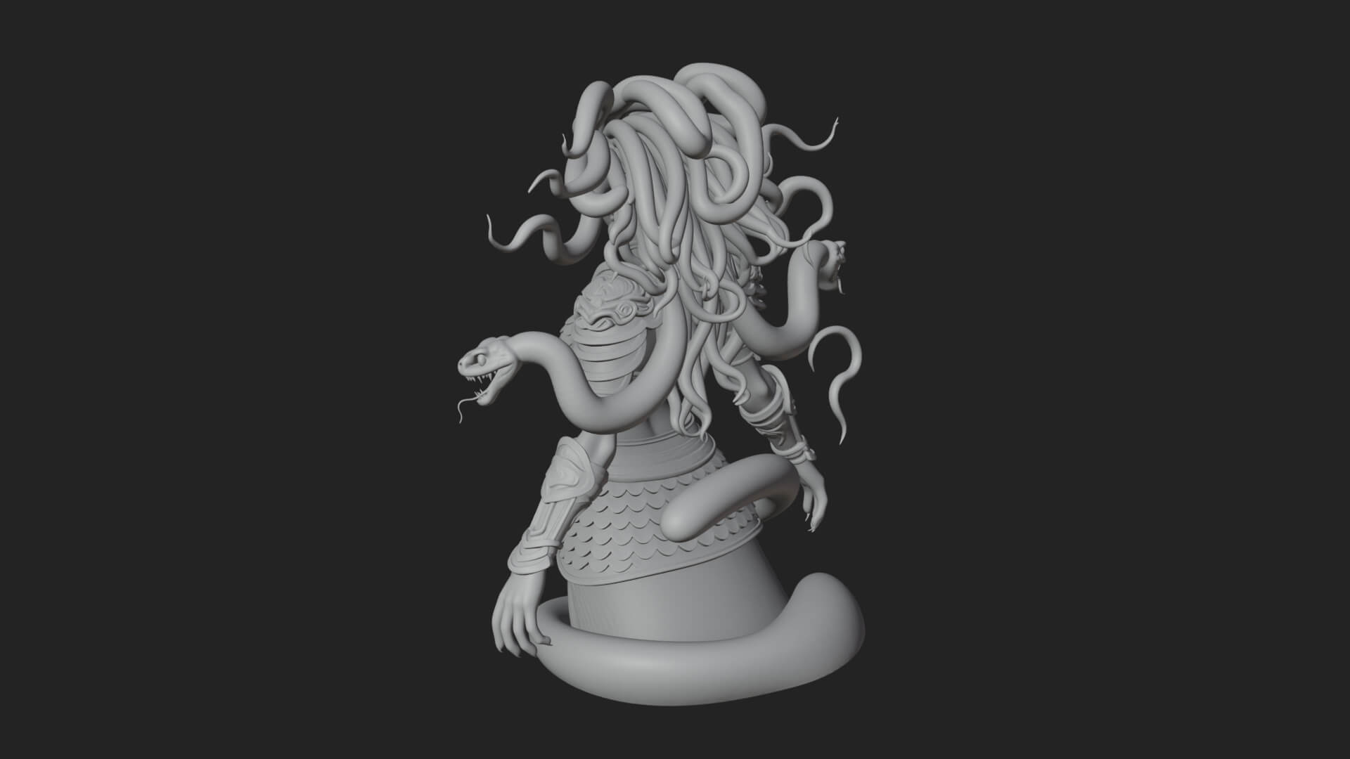 Medusa Snake Hair Statue Design 4 3D Print Model 3D Model