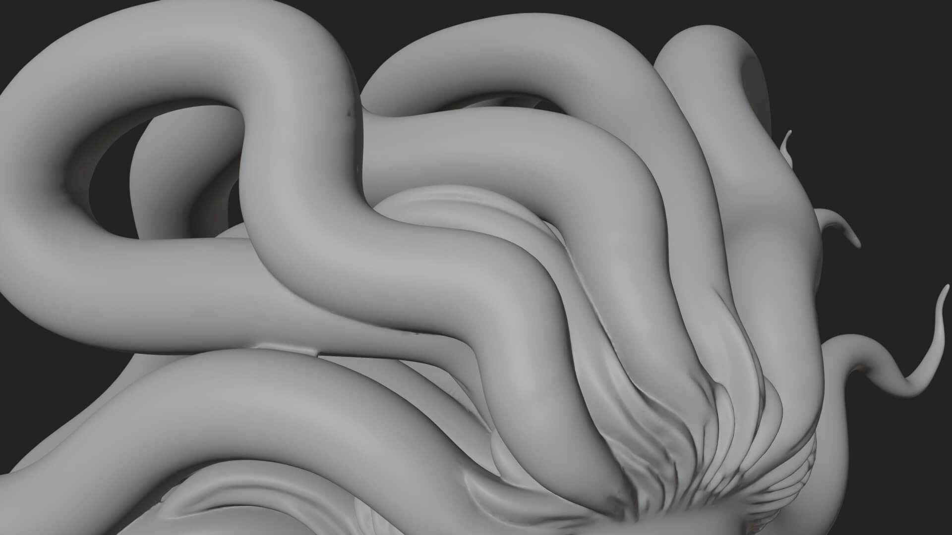 Medusa Snake Hair Statue Design 4 3D Print Model 3D Model