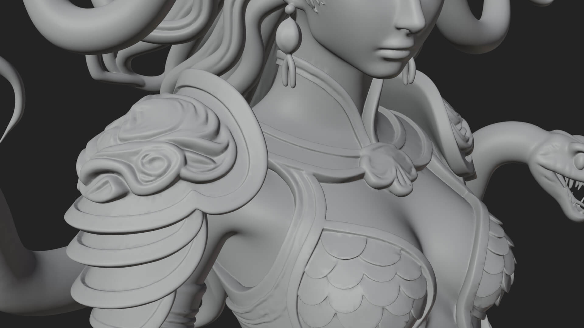 Medusa Snake Hair Statue Design 4 3D Print Model 3D Model