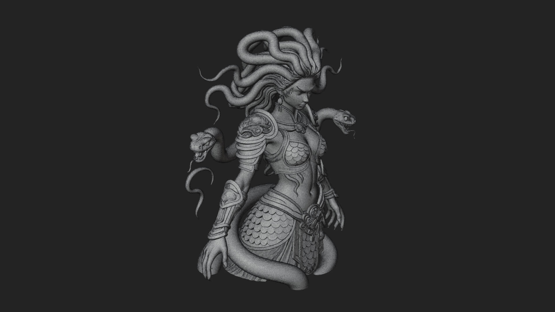 Medusa Snake Hair Statue Design 4 3D Print Model 3D Model