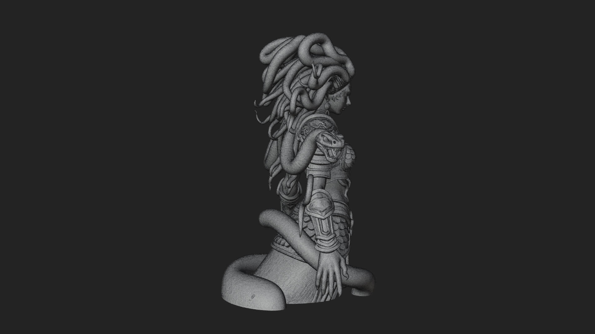 Medusa Snake Hair Statue Design 4 3D Print Model 3D Model