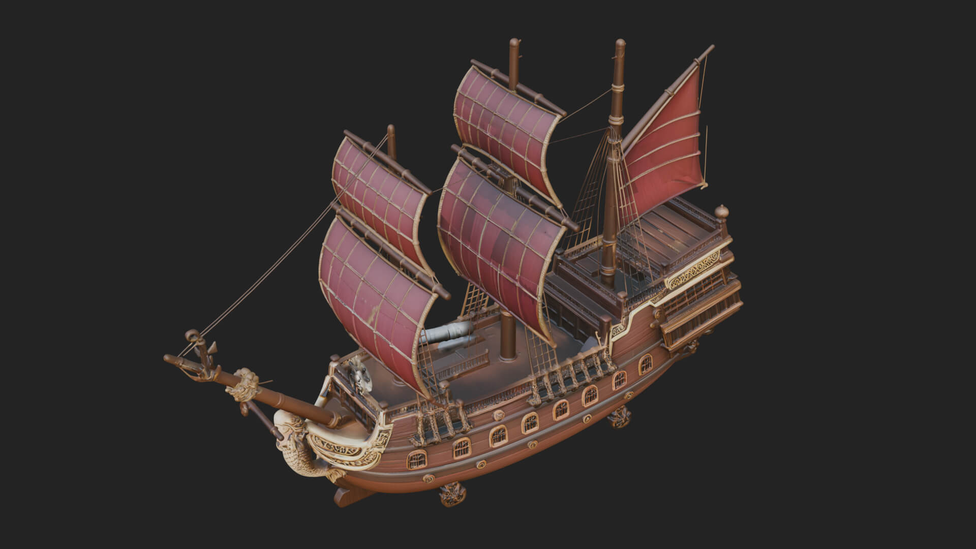 Mermaid Prow Galleon Model Design 1 3D Print Model 3D Model
