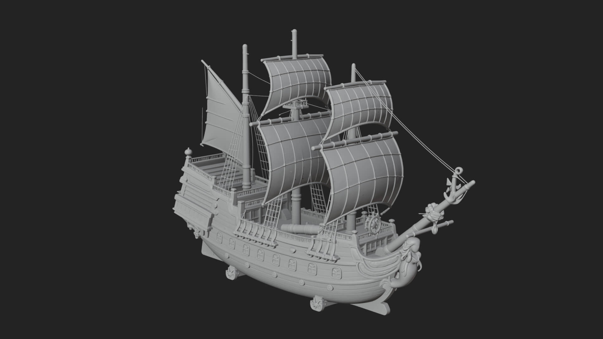Mermaid Prow Galleon Model Design 1 3D Print Model 3D Model