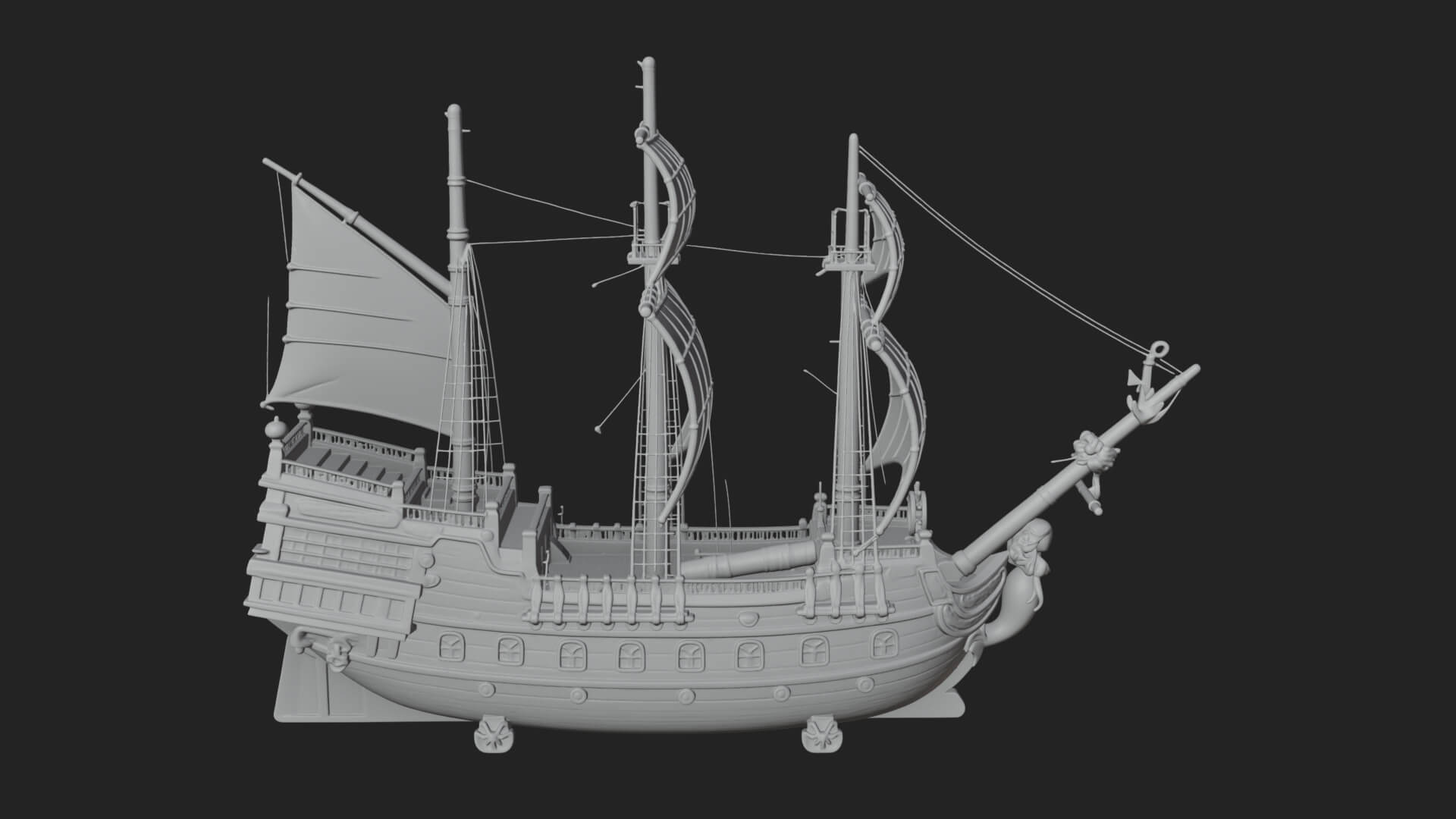 Mermaid Prow Galleon Model Design 1 3D Print Model 3D Model