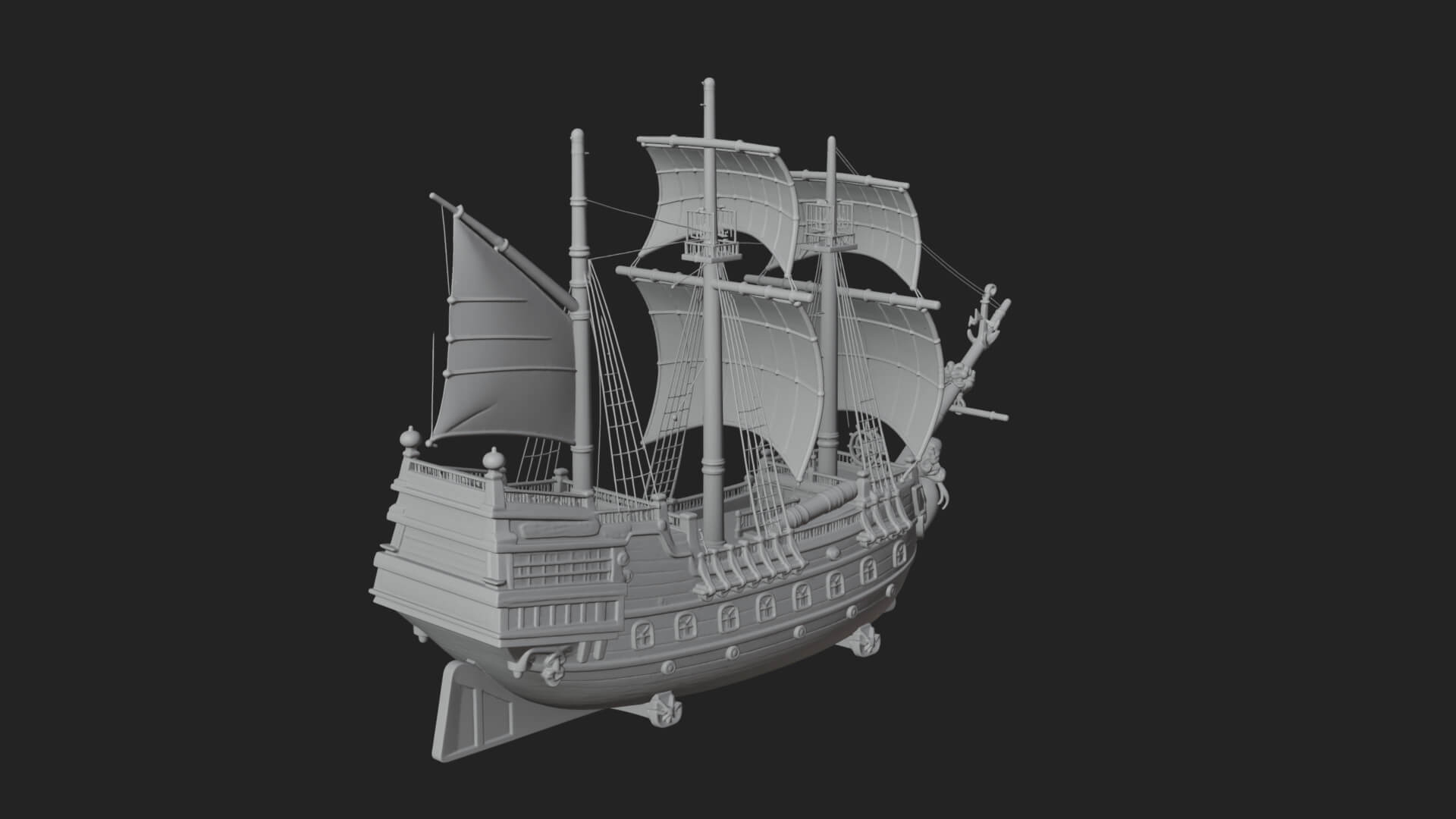 Mermaid Prow Galleon Model Design 1 3D Print Model 3D Model