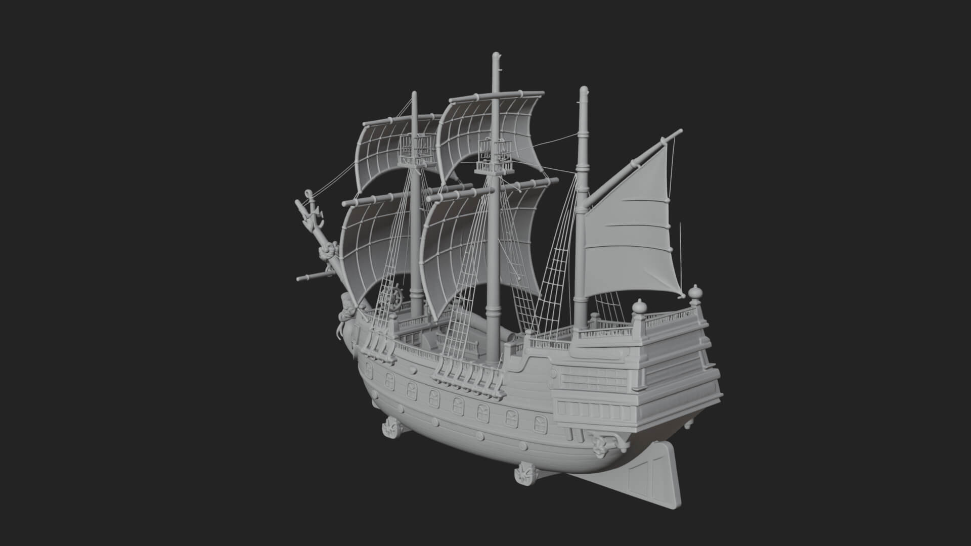Mermaid Prow Galleon Model Design 1 3D Print Model 3D Model