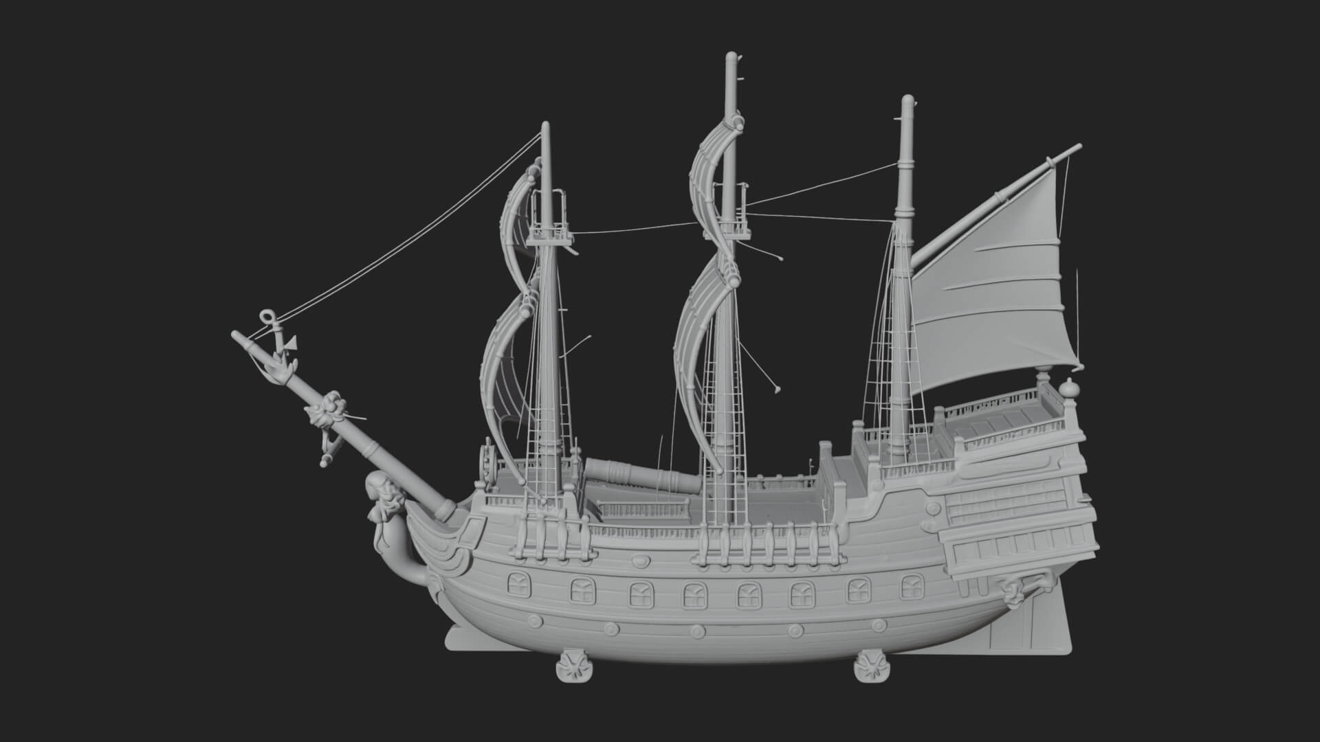 Mermaid Prow Galleon Model Design 1 3D Print Model 3D Model
