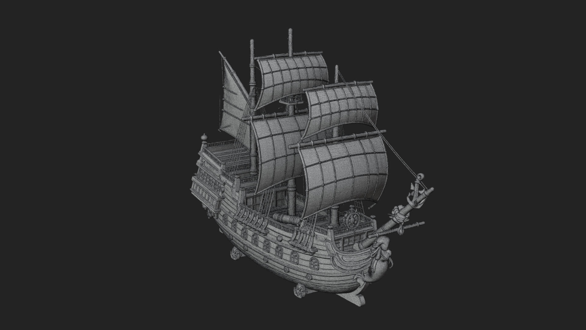 Mermaid Prow Galleon Model Design 1 3D Print Model 3D Model