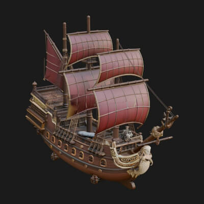 Mermaid Prow Galleon Model Design 1 3D Print Model