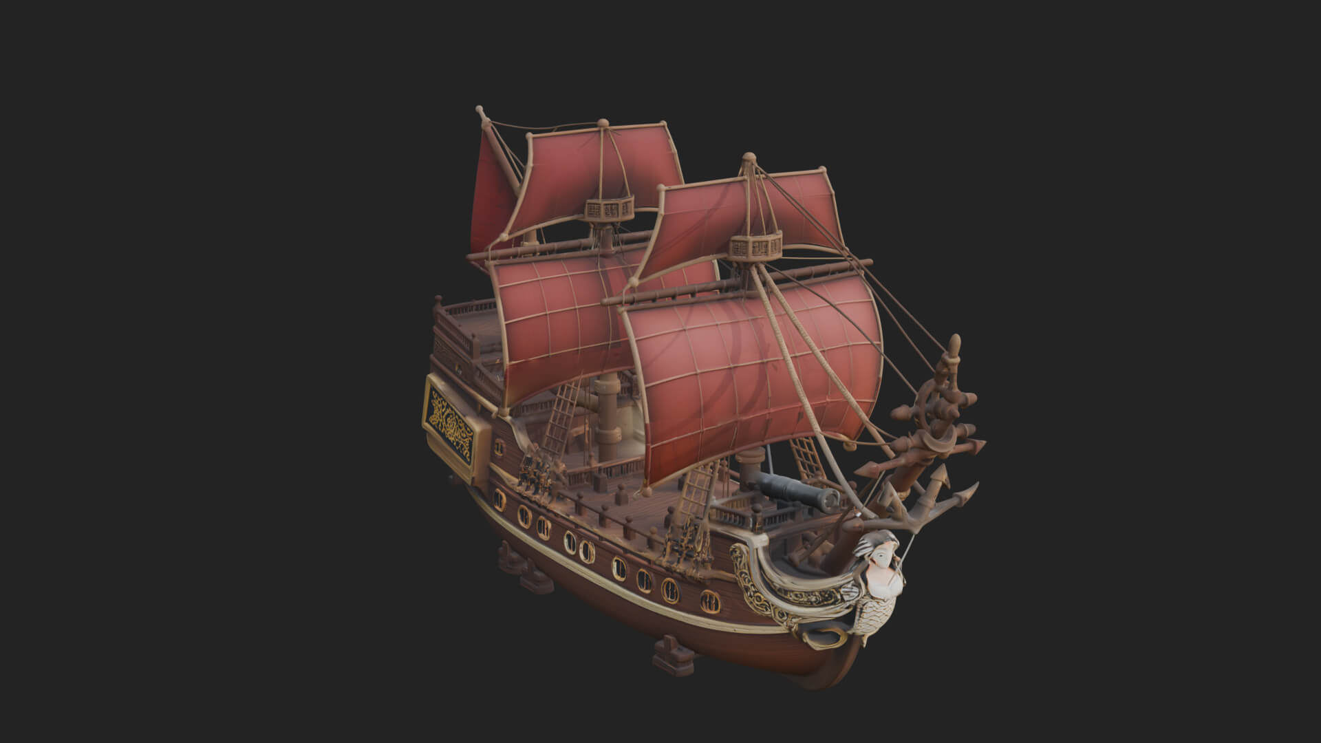 Mermaid Prow Galleon Model Design 2 3D Print Model 3D Model