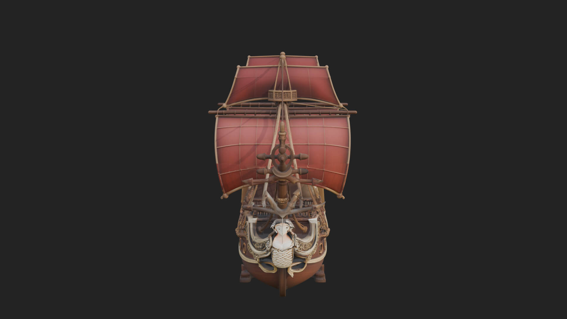 Mermaid Prow Galleon Model Design 2 3D Print Model 3D Model