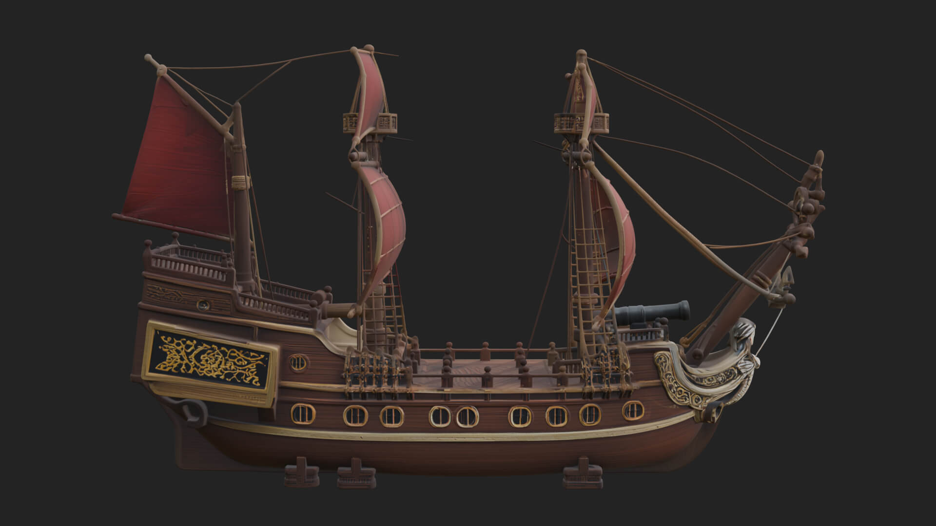 Mermaid Prow Galleon Model Design 2 3D Print Model 3D Model