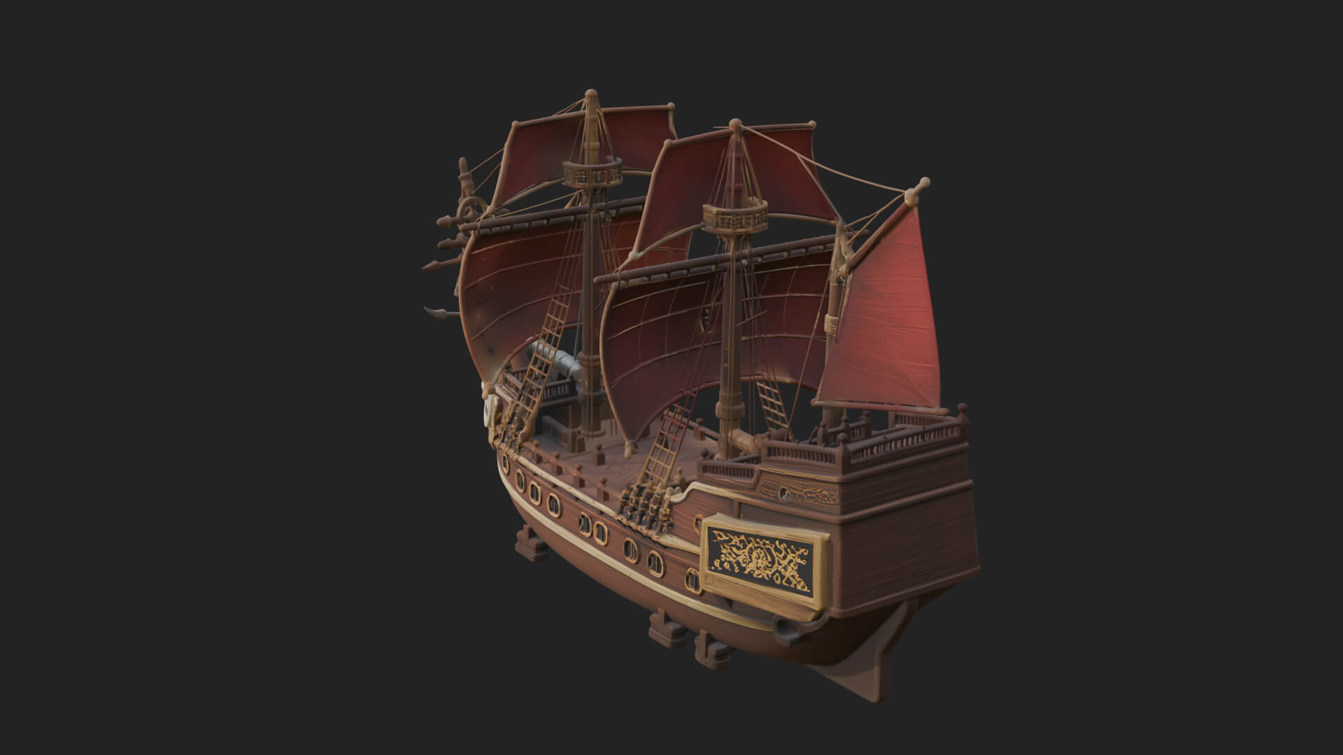 Mermaid Prow Galleon Model Design 2 3D Print Model 3D Model