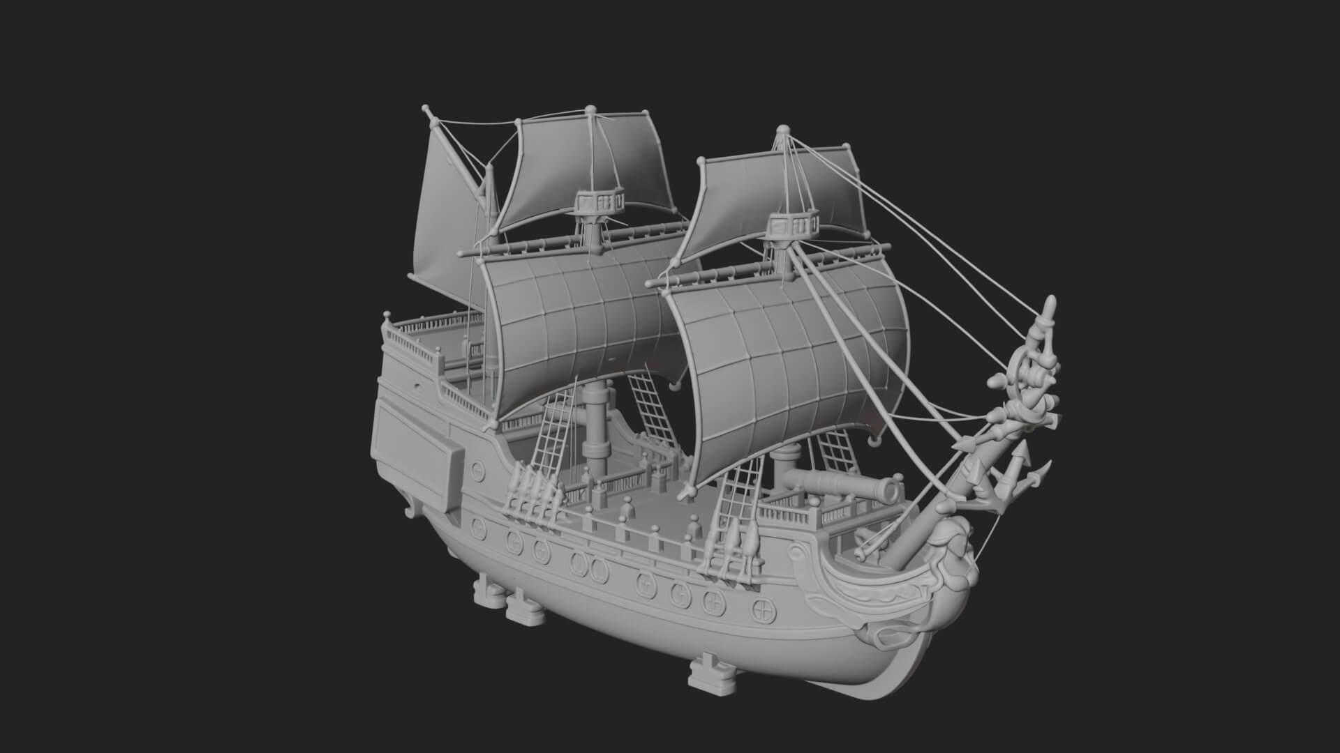 Mermaid Prow Galleon Model Design 2 3D Print Model 3D Model
