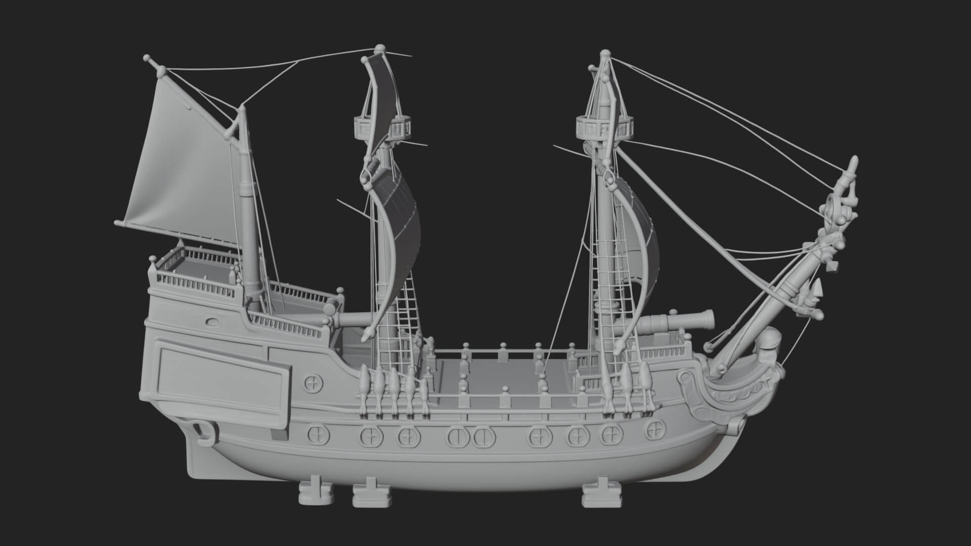 Mermaid Prow Galleon Model Design 2 3D Print Model 3D Model