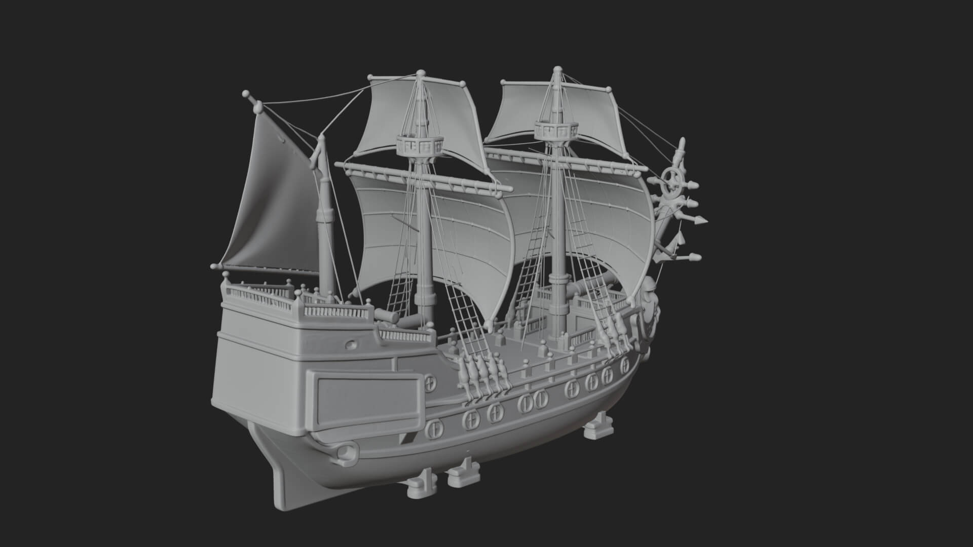 Mermaid Prow Galleon Model Design 2 3D Print Model 3D Model