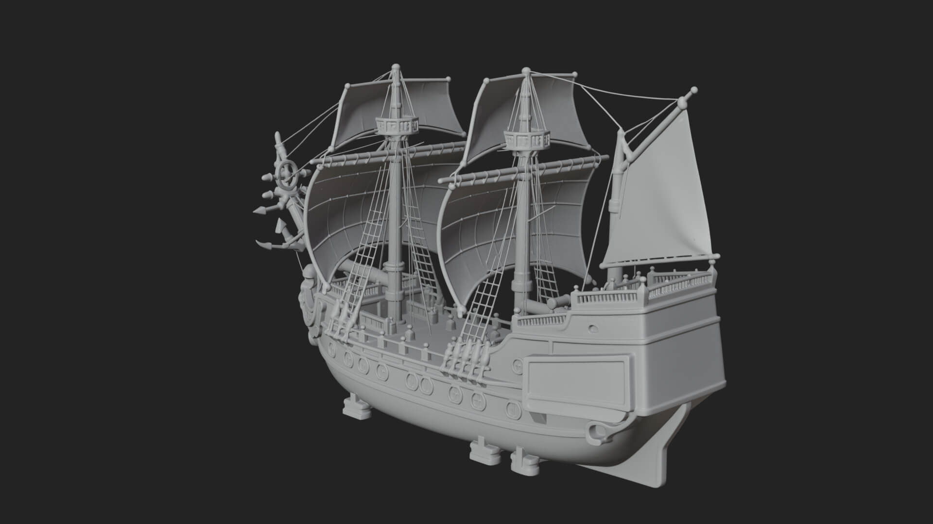 Mermaid Prow Galleon Model Design 2 3D Print Model 3D Model