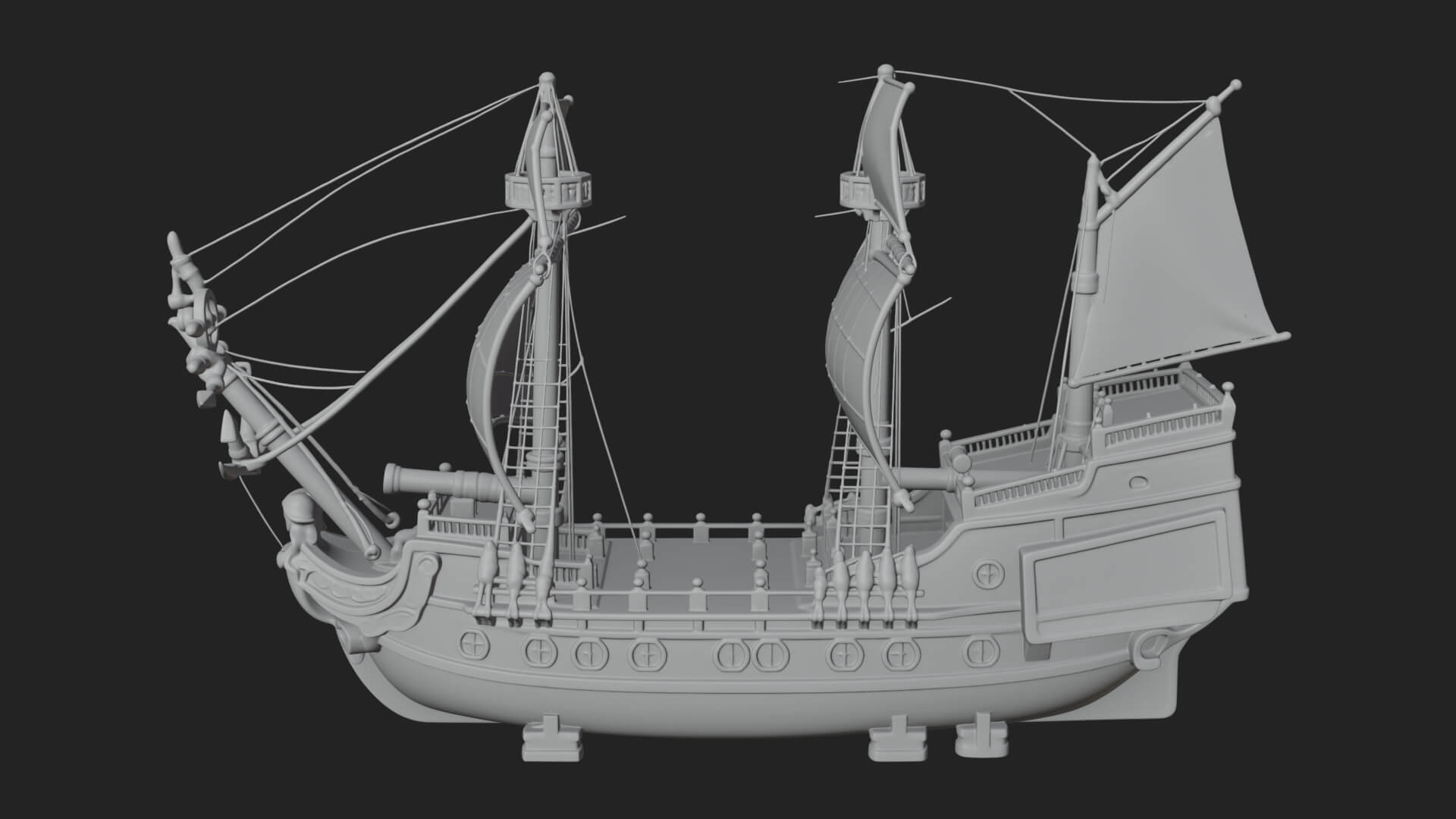 Mermaid Prow Galleon Model Design 2 3D Print Model 3D Model