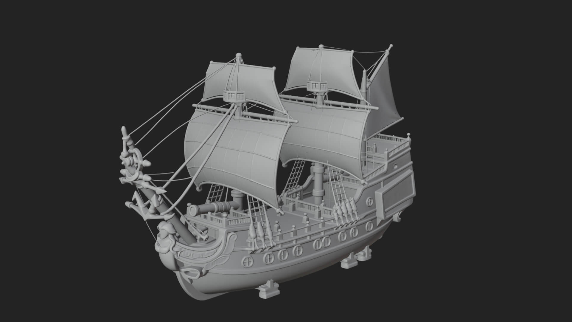 Mermaid Prow Galleon Model Design 2 3D Print Model 3D Model