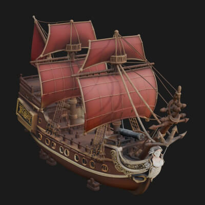 Mermaid Prow Galleon Model Design 2 3D Print Model
