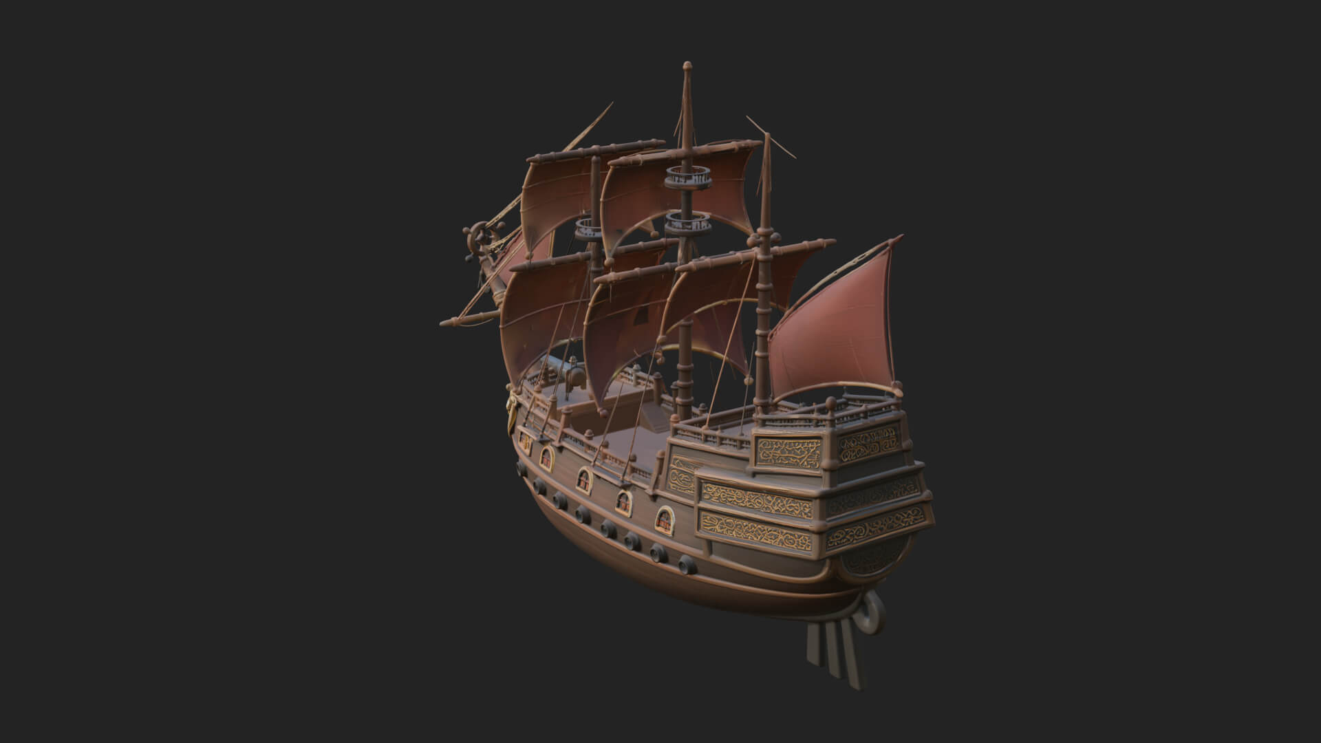 Mermaid Prow Galleon Model Design 3 3D Print Model 3D Model
