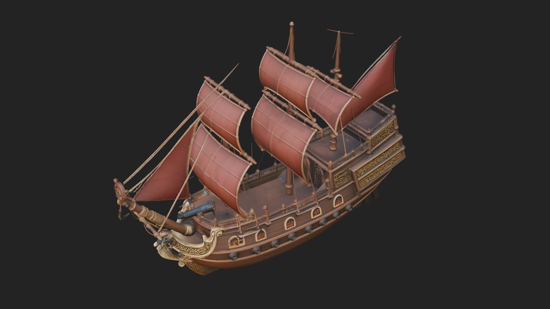 Mermaid Prow Galleon Model Design 3 3D Print Model 3D Model
