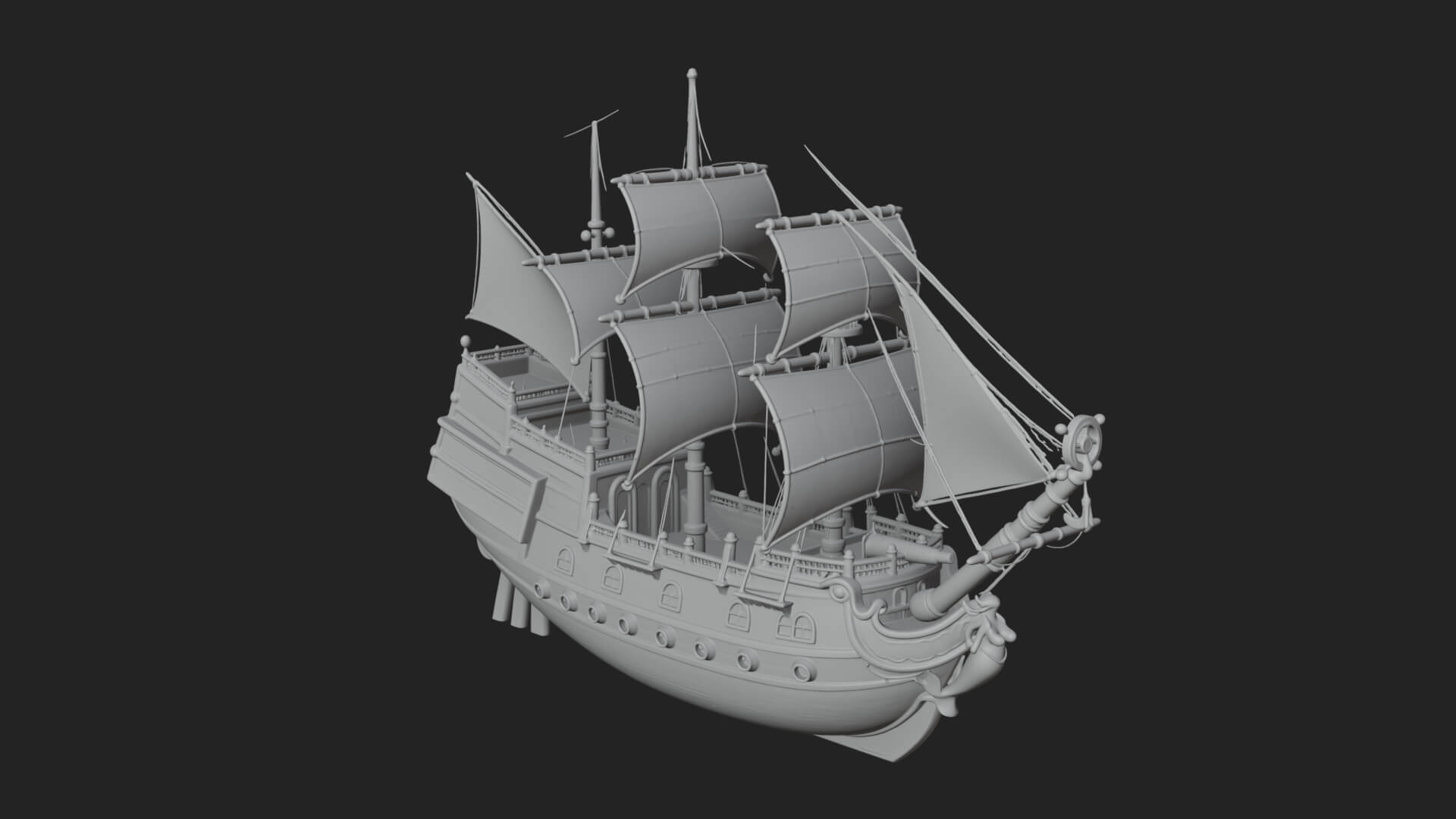 Mermaid Prow Galleon Model Design 3 3D Print Model 3D Model