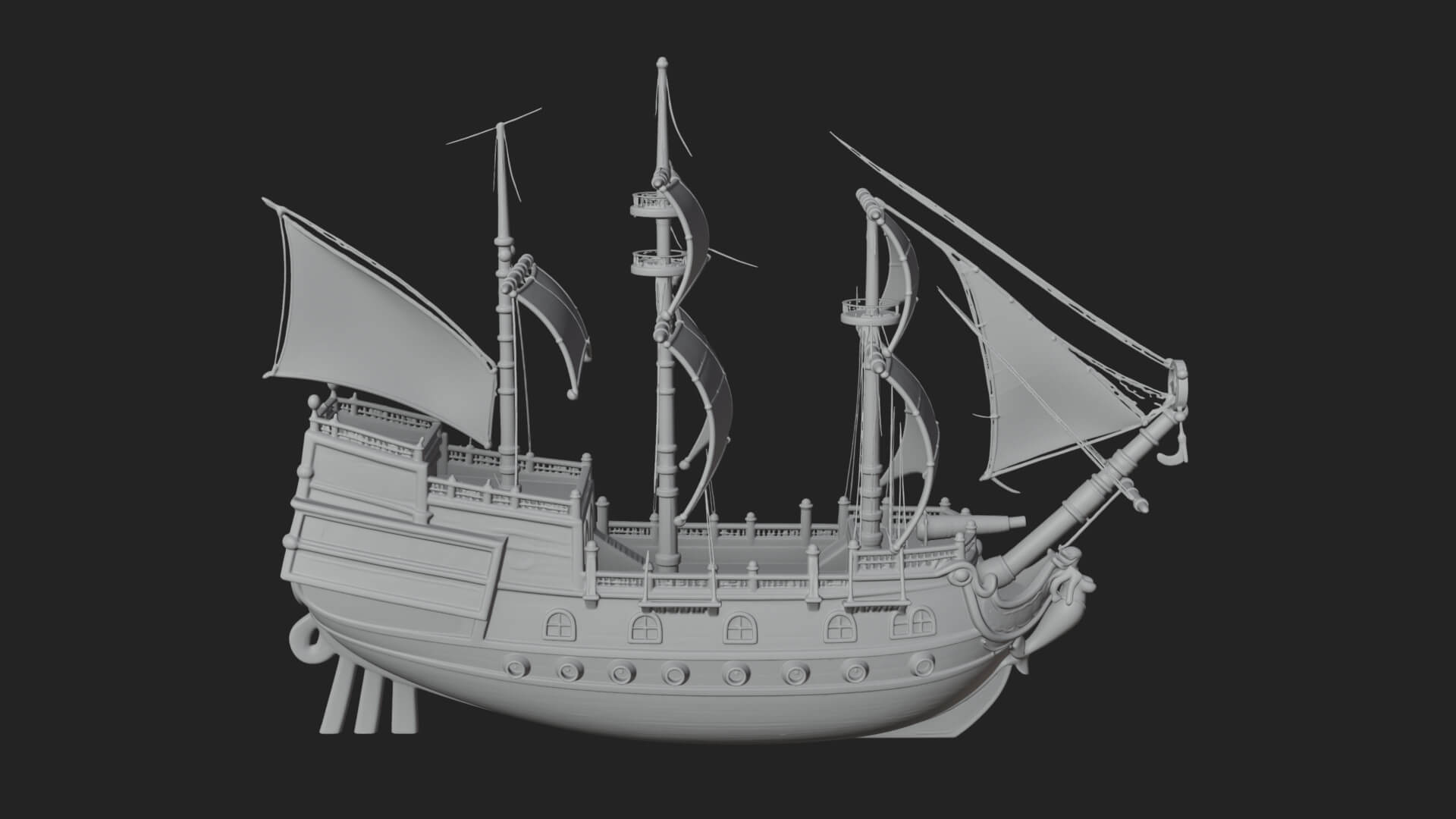Mermaid Prow Galleon Model Design 3 3D Print Model 3D Model