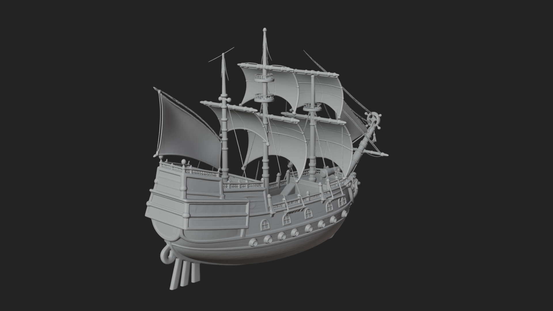 Mermaid Prow Galleon Model Design 3 3D Print Model 3D Model