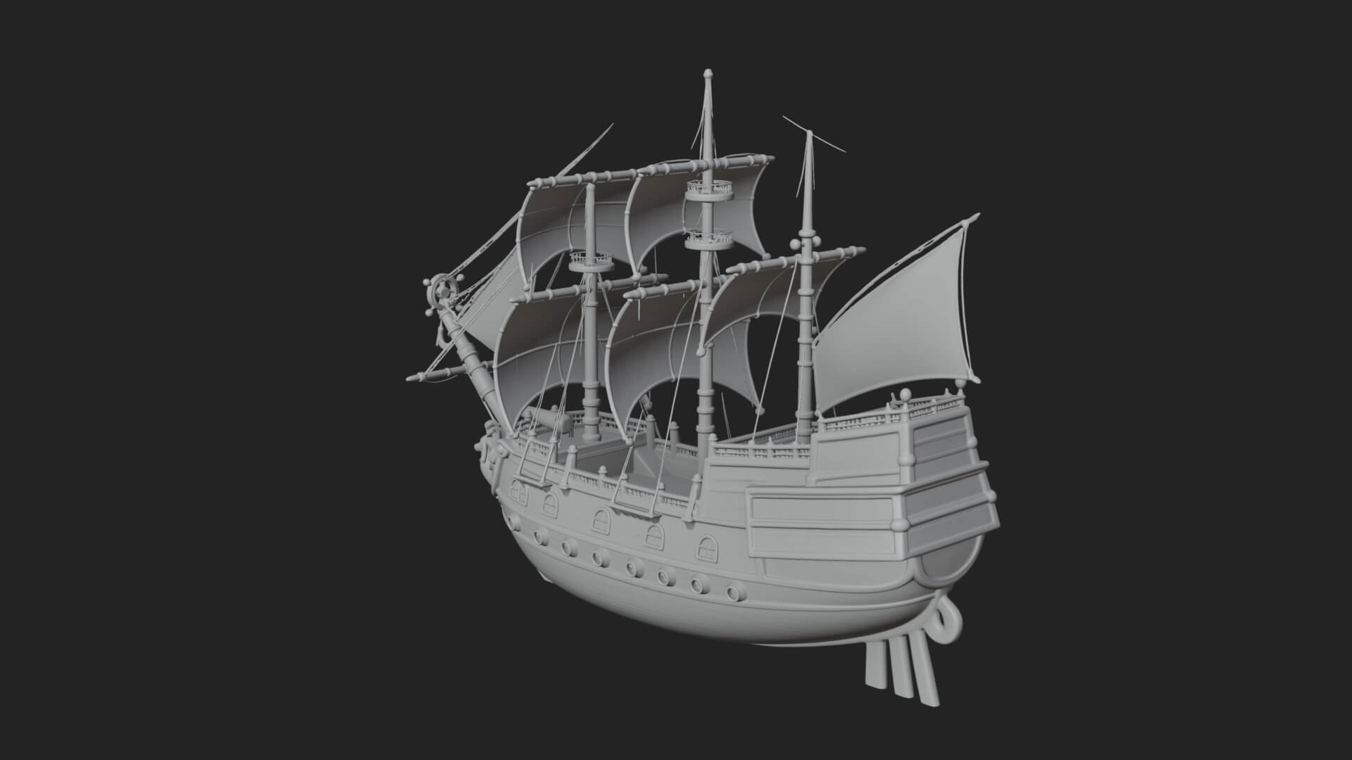 Mermaid Prow Galleon Model Design 3 3D Print Model 3D Model