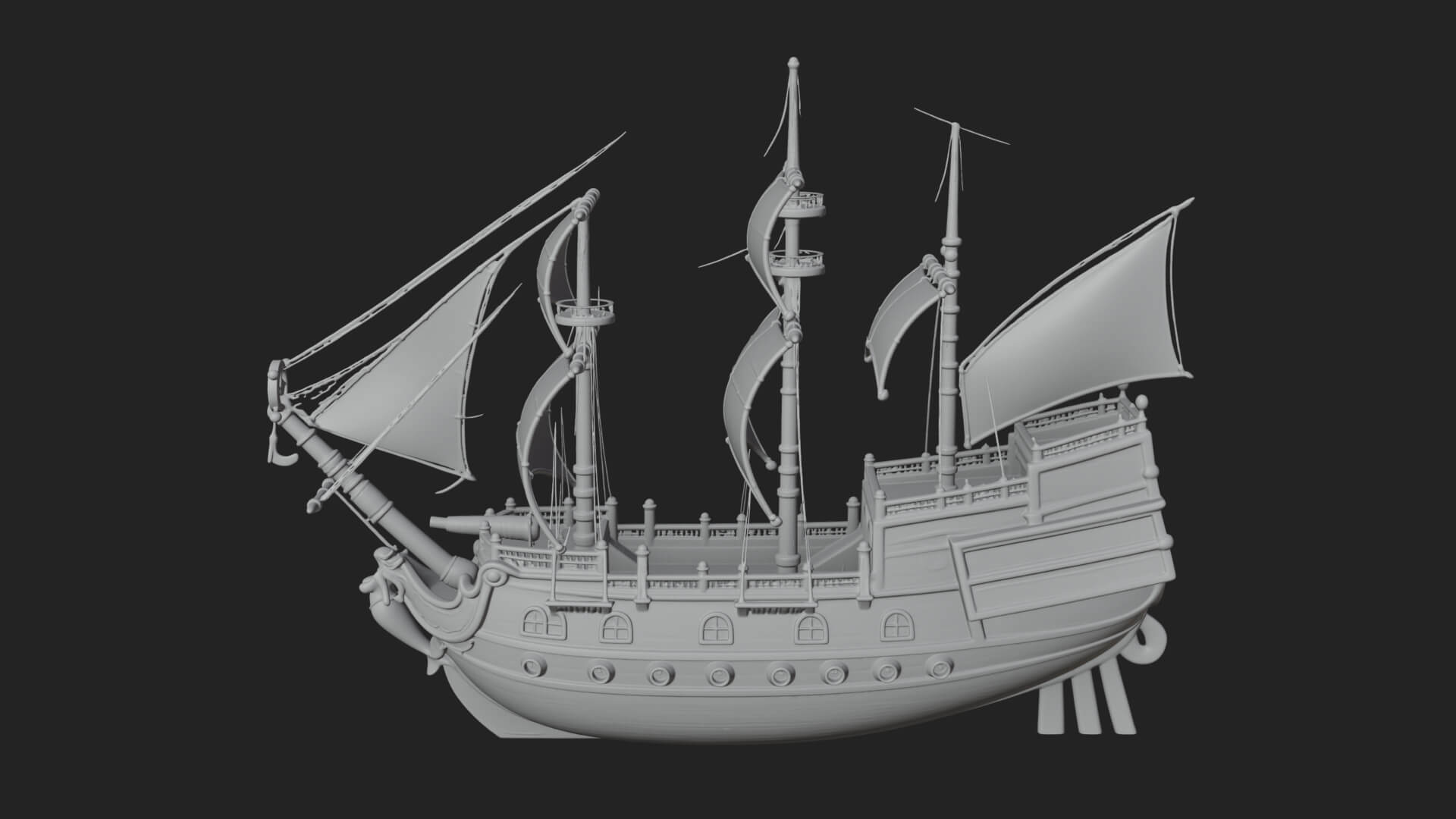 Mermaid Prow Galleon Model Design 3 3D Print Model 3D Model