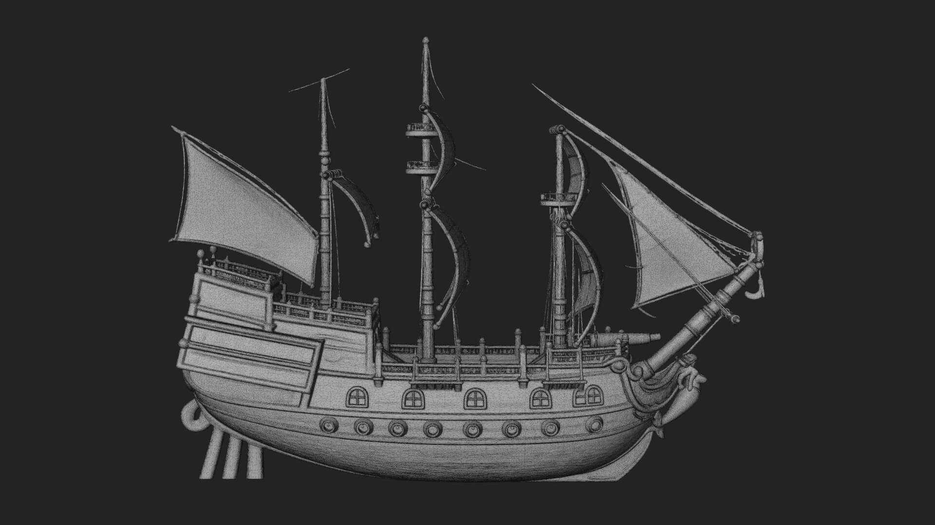 Mermaid Prow Galleon Model Design 3 3D Print Model 3D Model
