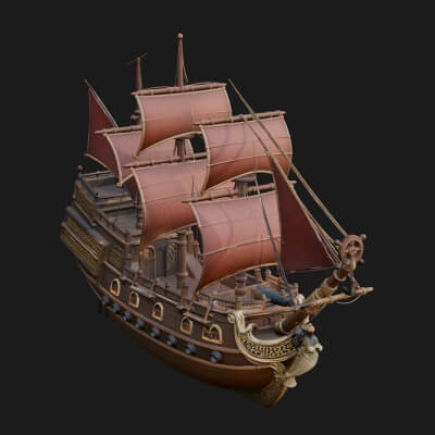 Mermaid Prow Galleon Model Design 3 3D Print Model