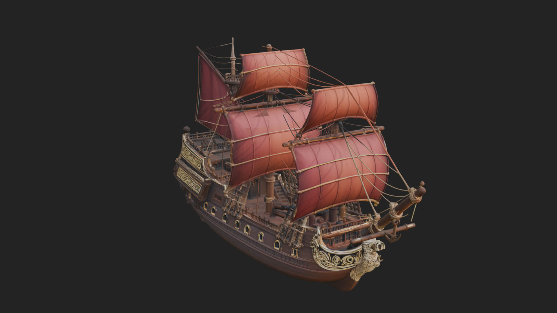 Mermaid Prow Galleon Model Design 4 3D Print Model 3D Model