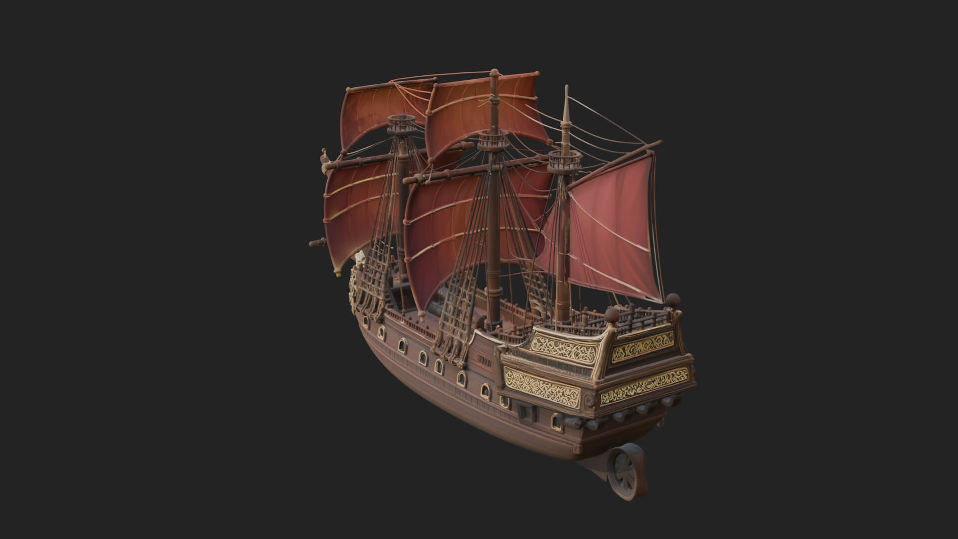 Mermaid Prow Galleon Model Design 4 3D Print Model 3D Model