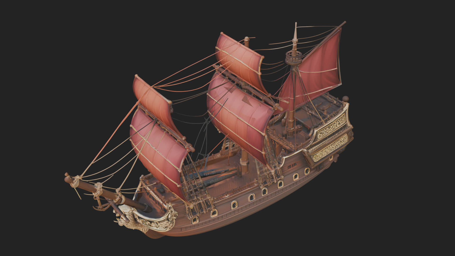 Mermaid Prow Galleon Model Design 4 3D Print Model 3D Model
