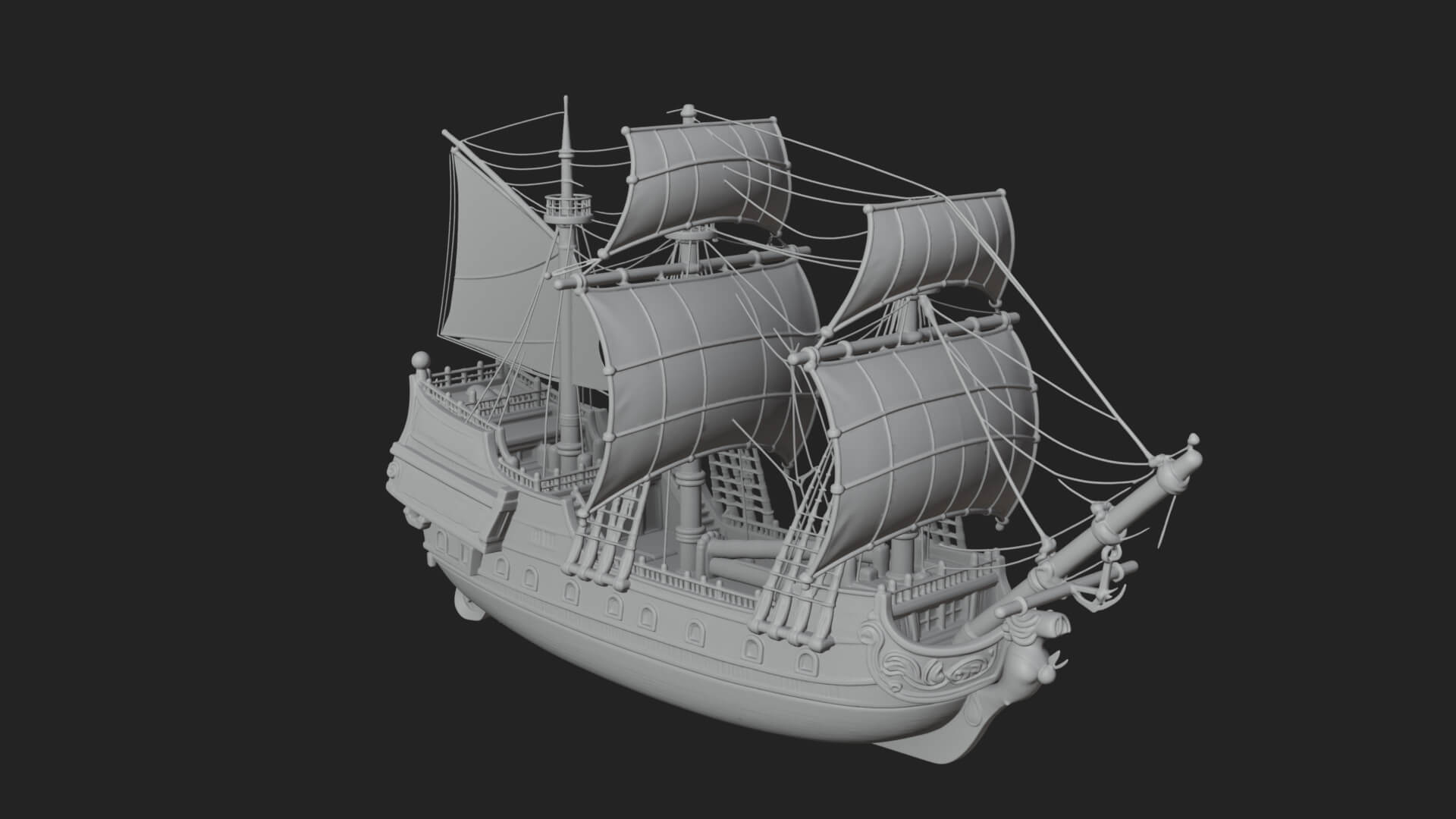 Mermaid Prow Galleon Model Design 4 3D Print Model 3D Model