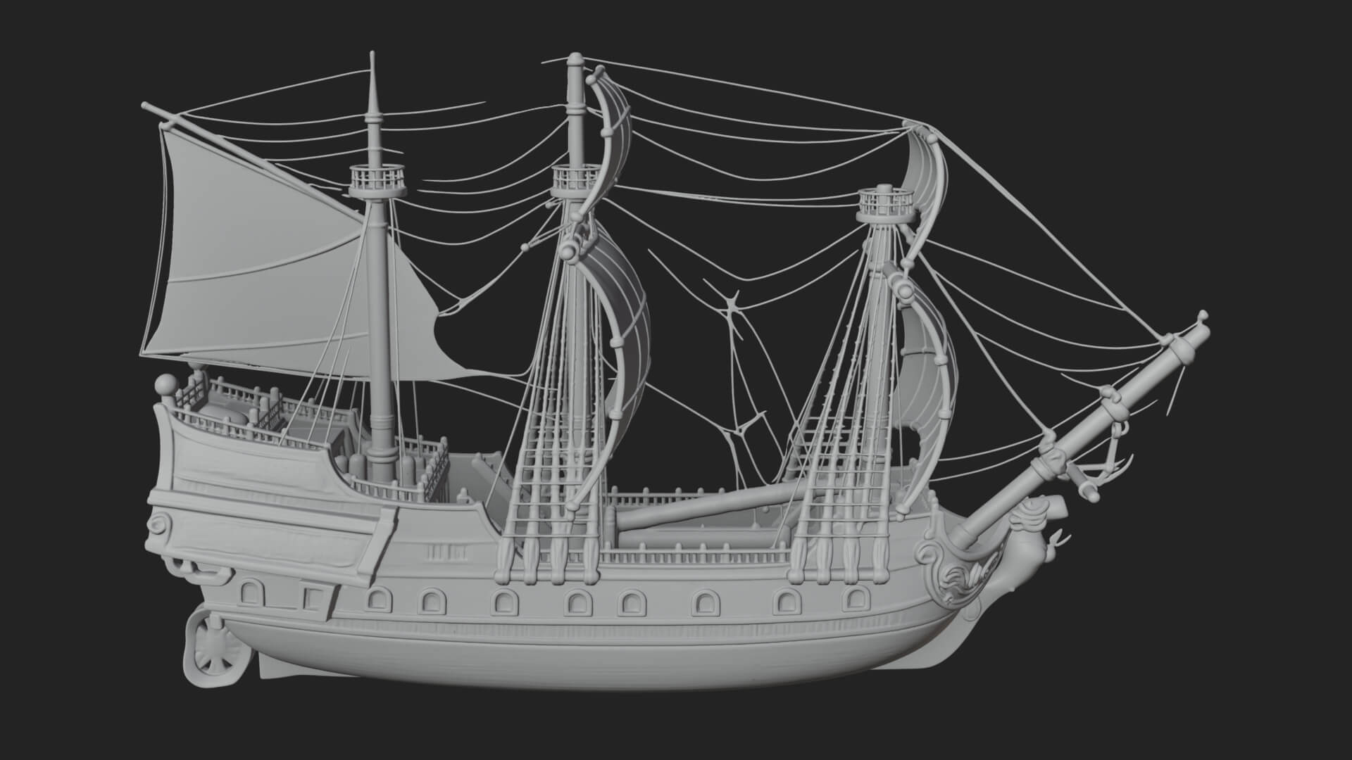 Mermaid Prow Galleon Model Design 4 3D Print Model 3D Model